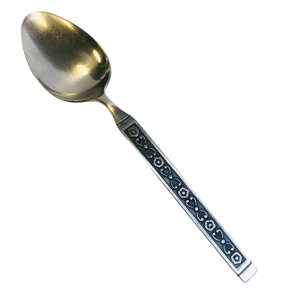 Gorham Hacienda Stainless Steel 1968 Black Accents Solid Serving Spoon 8 3/4 in